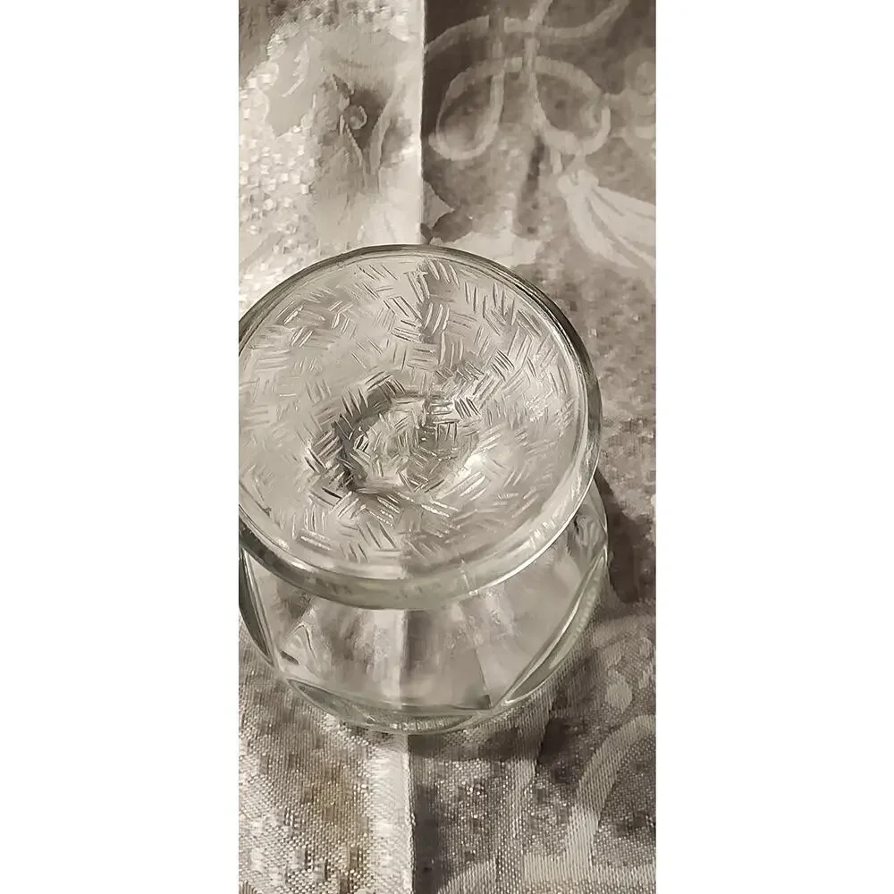 Vintage Clear Pressed Glass Sherbet Dessert Compote PedestalBowl Crosshatch Foot